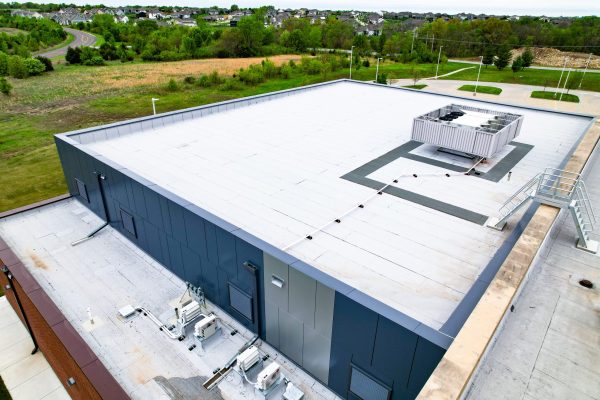 2nd aerial of white roof at Aubry Bend Middle School