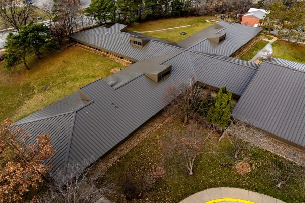drone of angled metal roof