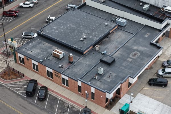 aerial roofing of State Bank of Faribault