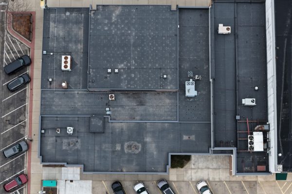 aerial roofing of State Bank of Faribault