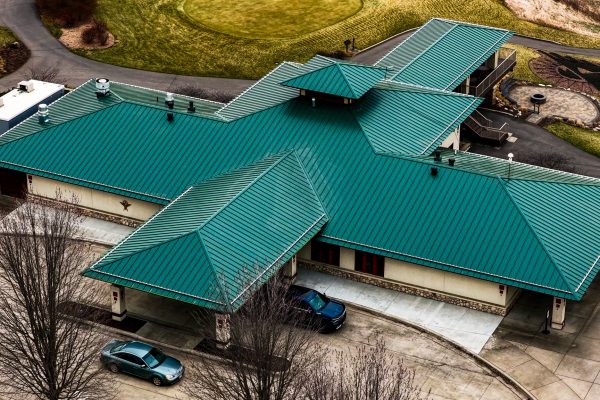 aerial of green metal roof at Dacotah Ridge Golf Course