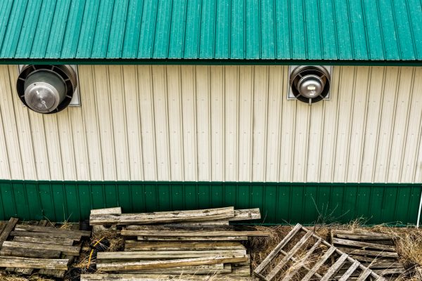 details of green metal roof at building on Dacotah Ridge Golf Course