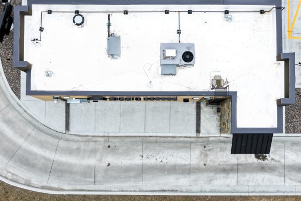 aerial drone of commercial roof
