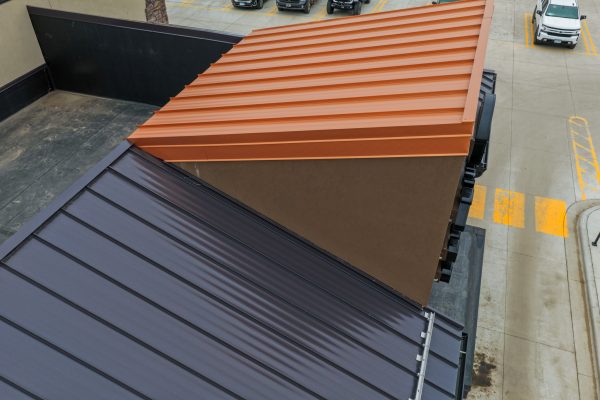 Copper metal details on metal roof