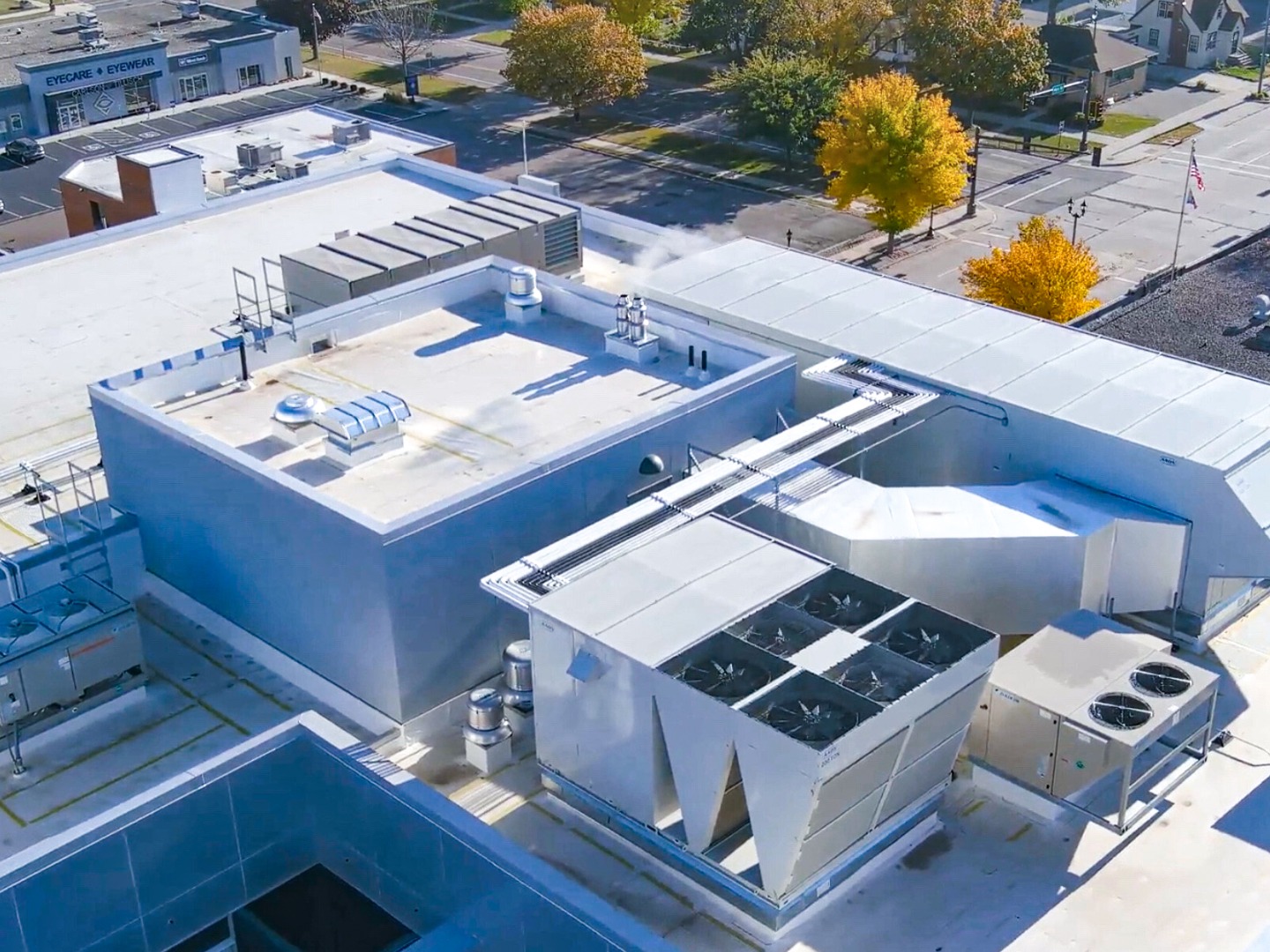 aerial of rooftop mechanical units