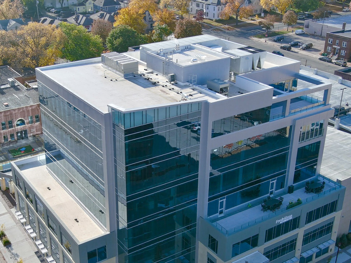aerial of Eide Bailly Center