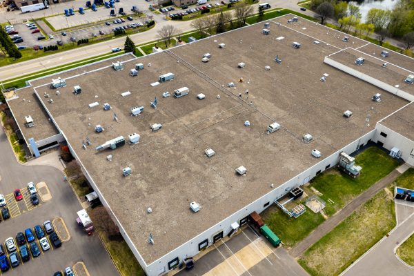 aerial of roof on Evergreen Asset in Coon Rapids, MN