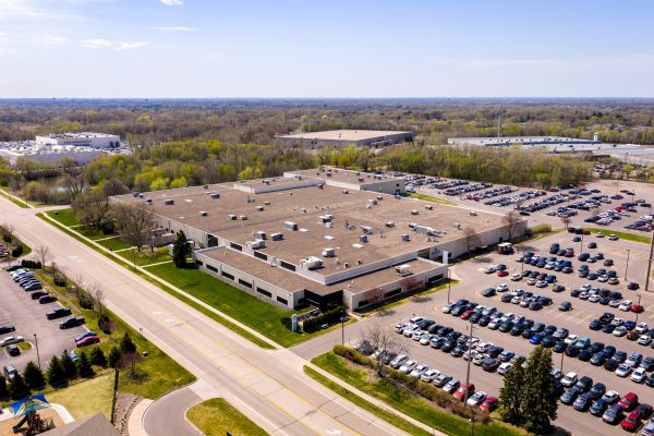 Aerial view of office building
