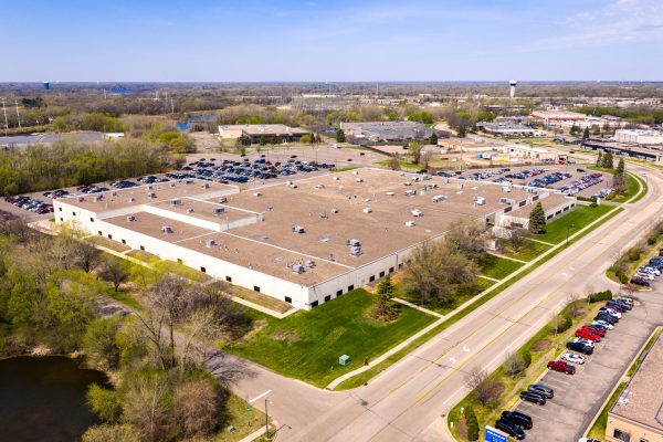 aerial of roof on office building