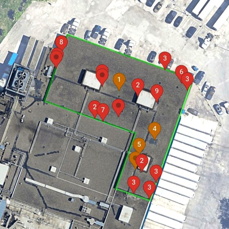 aerial map of building deficiencies