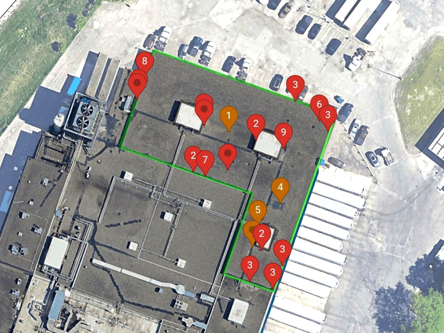 aerial map of building deficiencies